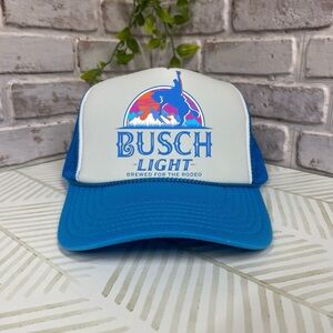 Blue and White Busch Trucker Hat